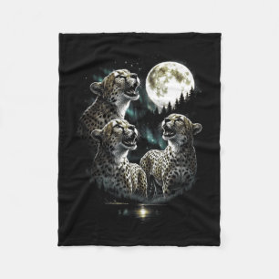 Heulender Gepard 3 zum Mond im Vintage-Retro-Stil  Fleecedecke
