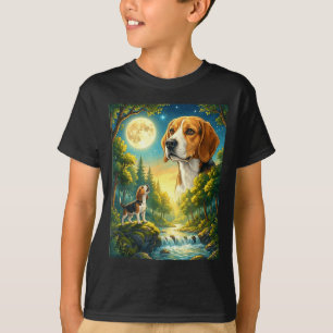 Heulender Hund Beagle zum Mond Meme  T-Shirt