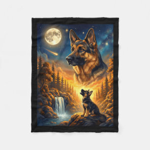 Heulender Hund zum Mond Meme Tier Hund Deutscher S Fleecedecke