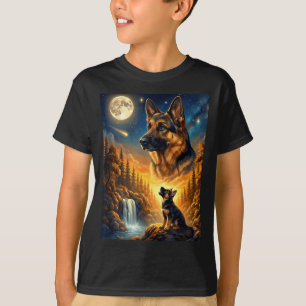 Heulender Hund zum Mond Meme Tier Hund Deutscher S T-Shirt