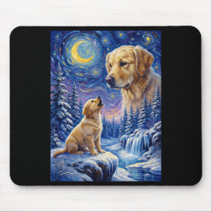 Heulender Hund zum Mond Meme Tier Hund golden Mousepad