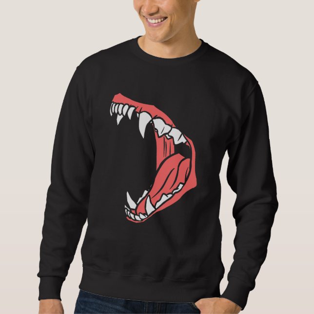 Heulender Knurrender Wolf Canine Mund Gruseliger H Sweatshirt (Vorderseite)