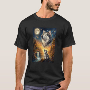 Heulender Mond Meme Tier Hund Alaskan Malamu T-Shirt