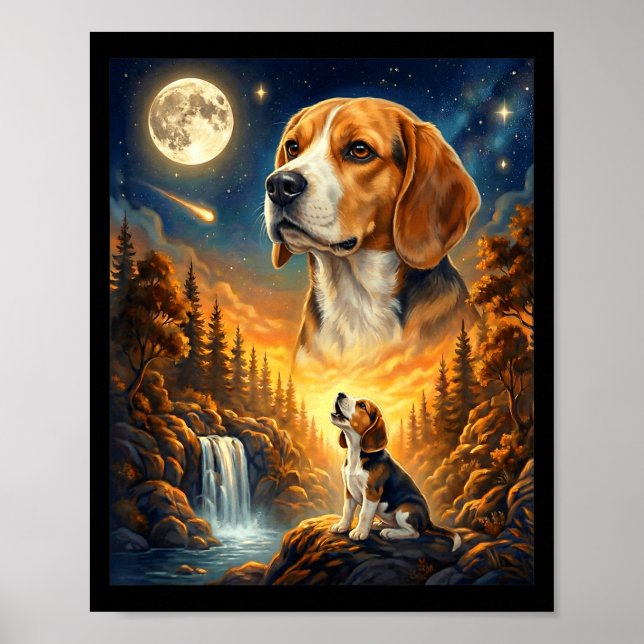 Heulender Mond Meme Tier Hund Beagle  Poster (Vorne)