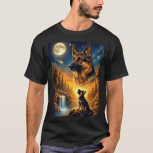 Heulender Mond Meme Tier Hund Deutscher Schäferhun T-Shirt