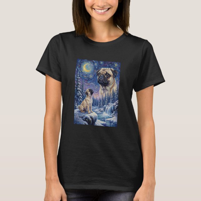 Heulender Mond Meme Tier Hund Mops T-Shirt (Vorderseite)