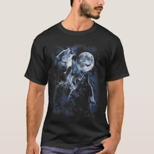 Heulender Mond Wolf Rudel Sternen Wildtiere Wölfe T-Shirt