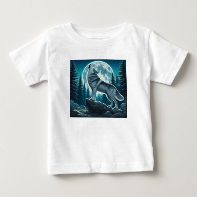 Heulender Wolf Baby T-shirt (Vorderseite)