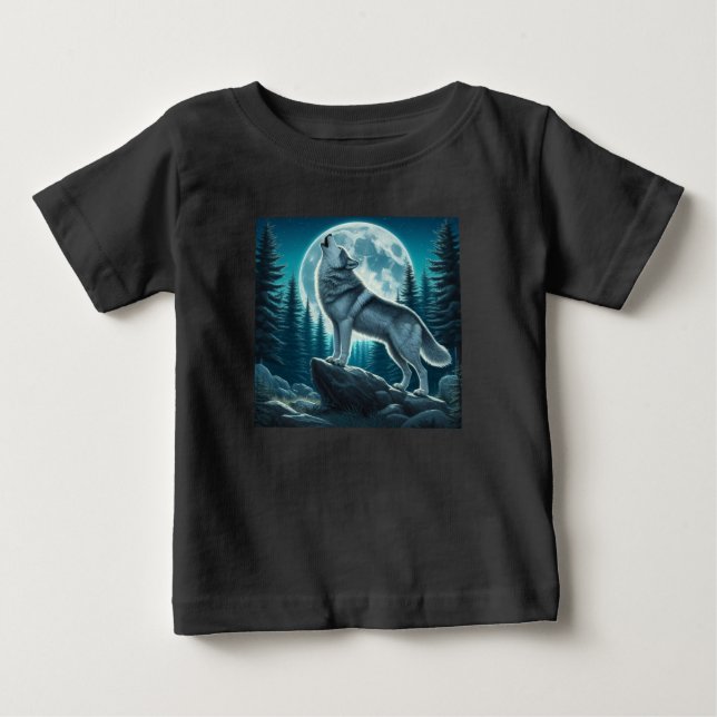 Heulender Wolf Baby T-shirt (Vorderseite)