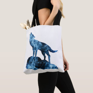 Heulender Wolf blaue funkelnde Rauchsilhouette