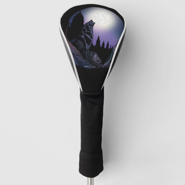 Heulender Wolf Golf Headcover (Vorderseite)