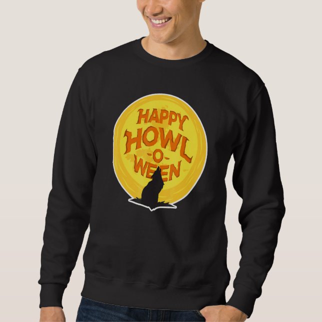 Heulender Wolf Hund Happy Halloween Kostüm Sweatshirt (Vorderseite)