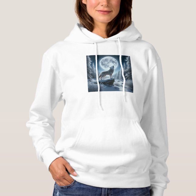 Heulender Wolf im Winter Hoodie (Vorderseite)