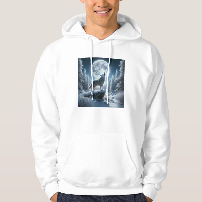 Heulender Wolf im Winter Hoodie (Vorderseite)