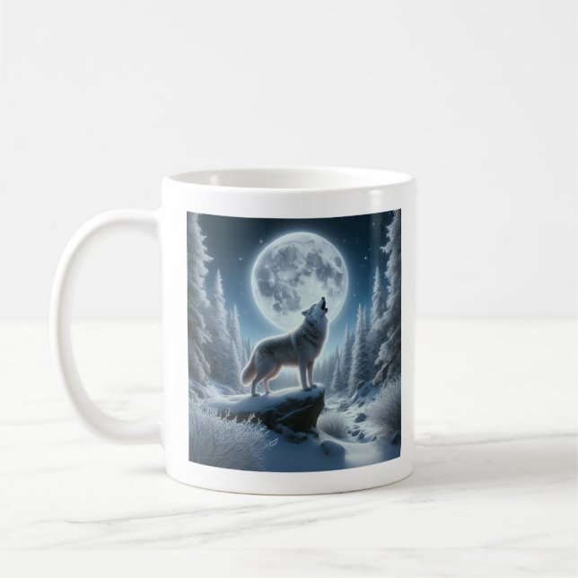 Heulender Wolf im Winter Kaffeetasse (Links)