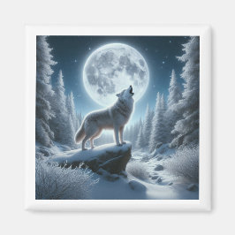 Heulender Wolf im Winter Magnet