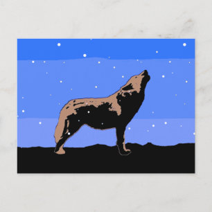 Heulender Wolf im Winter - Originale Wildlife-Kuns Postkarte