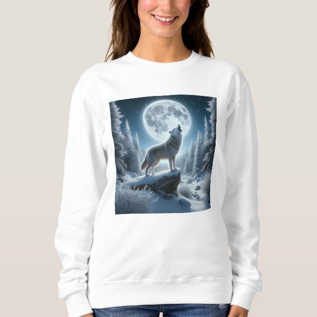 Heulender Wolf im Winter Sweatshirt (Vorderseite)