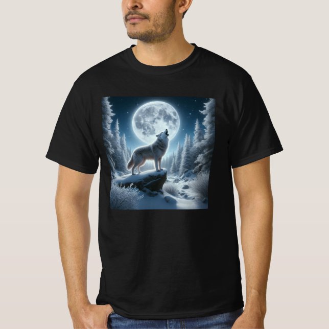 Heulender Wolf im Winter T-Shirt (Vorderseite)