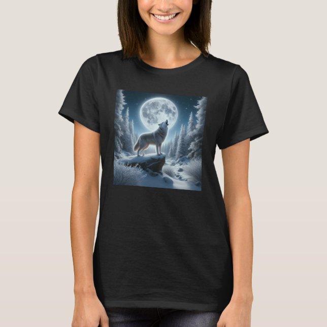Heulender Wolf im Winter T-Shirt (Vorderseite)