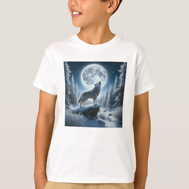 Heulender Wolf im Winter T-Shirt (Vorderseite)