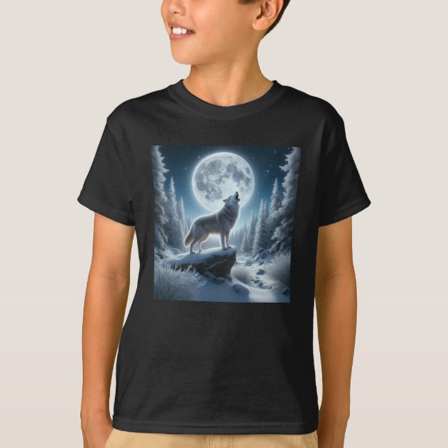 Heulender Wolf im Winter T-Shirt (Vorderseite)
