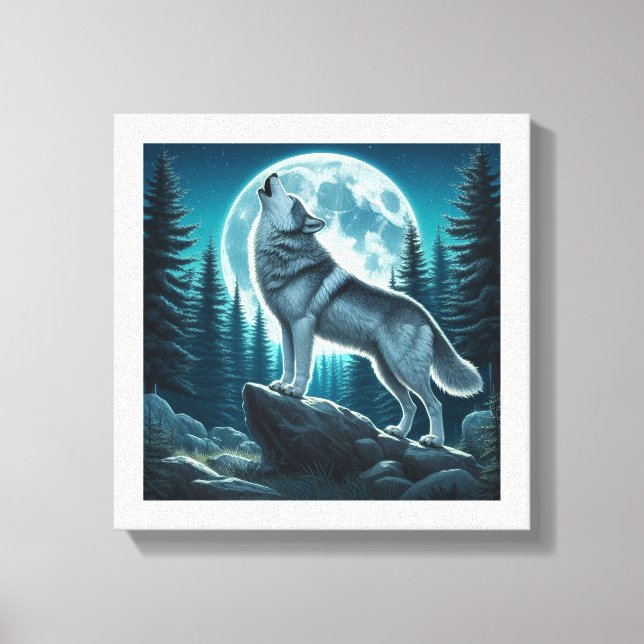 Heulender Wolf Leinwanddruck (Vorderseite)
