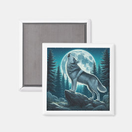 Heulender Wolf Magnet