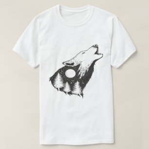 Heulender Wolf Mond T-Shirt