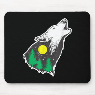 Heulender Wolf Mond Wald Umweltschutz Mousepad