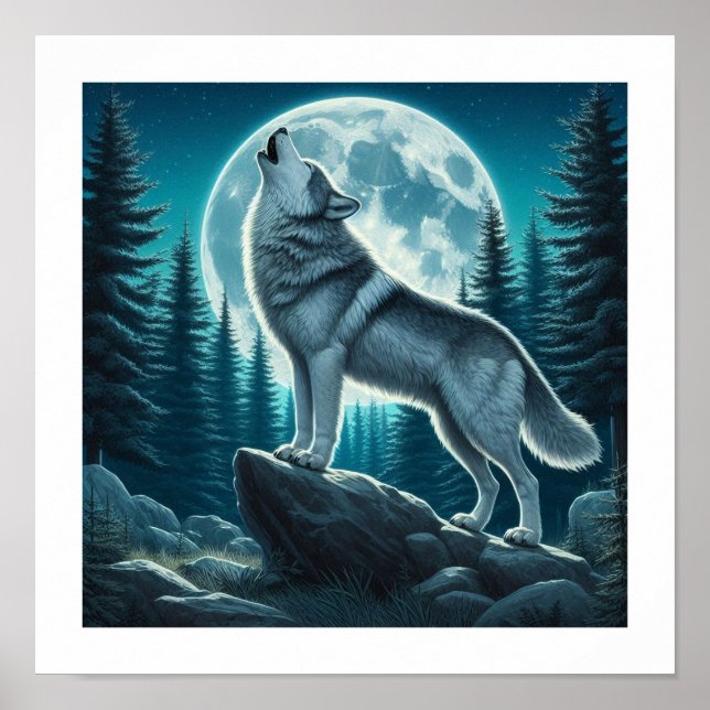 Heulender Wolf Poster (Vorne)