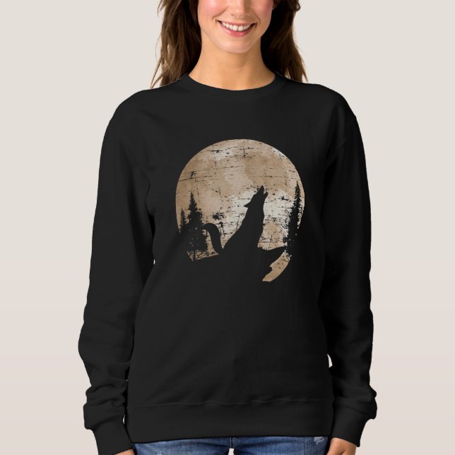Heulender Wolf Raubtier Wald Tier Vollmond Wolf Sweatshirt (Vorderseite)