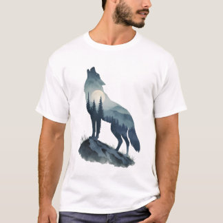 Heulender Wolf Silhouette – Natur T-Shirt