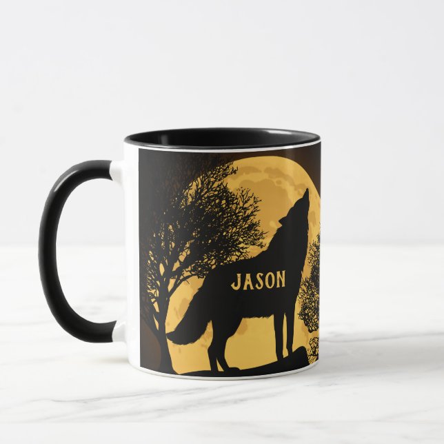 Heulender Wolf und Mond Tasse (Links)