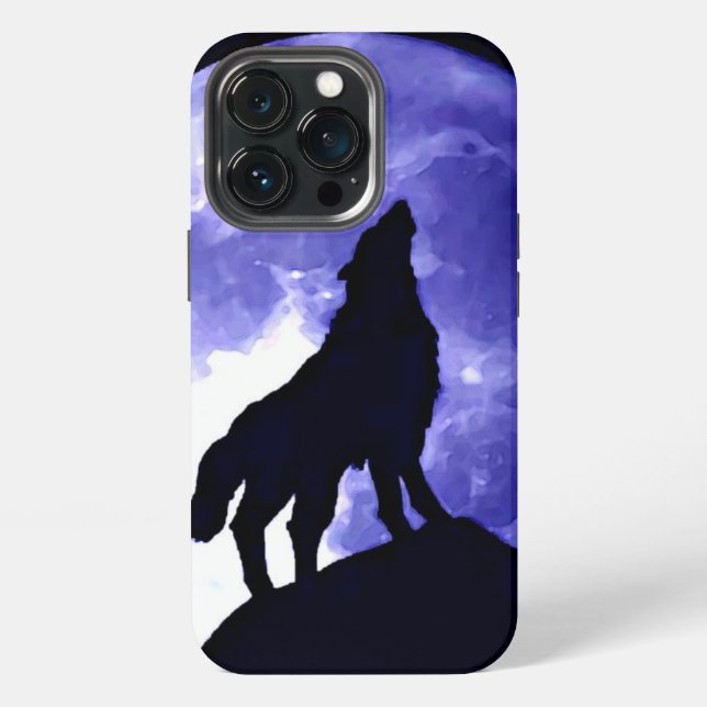 Heulender Wolf & Vollmond iPhone Hülle (Hinten)