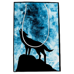 Heulender Wolf Winter schneebedeckter blauer Rauch Mittlere Geschenktüte