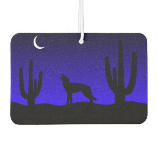 Heulender Wolf Wüsten-Nacht-Silhouette Autolufterfrischer