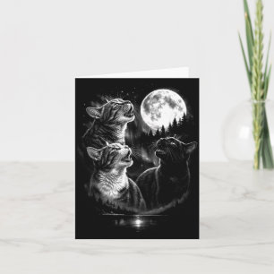 Heulendes 3 Katzen Mond Vintage Retro Stil Lustig Karte