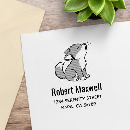 Heulendes graues Wolf Welpen Anschrift Gummistempel