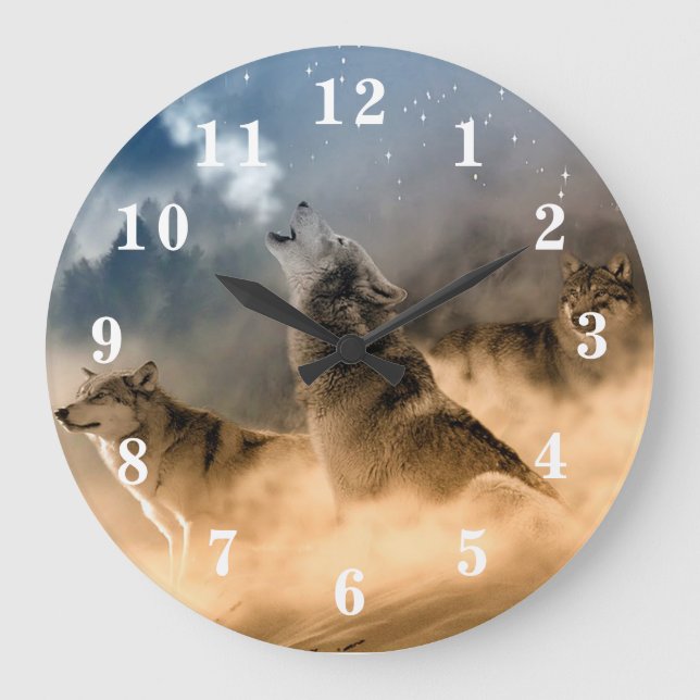 Heulenwolf Große Wanduhr (Vorderseite)