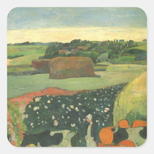 Heuschober in der Bretagne von Paul Gauguin, Vinta Quadratischer Aufkleber