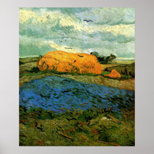 Heuschober unter einem regnerischen Himmel von Vin Poster