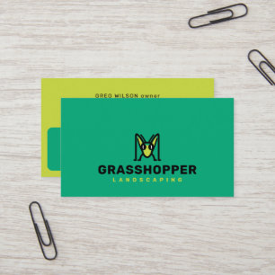 Heuschrecken-Maskottchen Rasen & Garten Visitenkarte