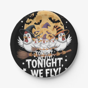 Heute Abend fliegen wir Halloween-Hühnchen Pappteller