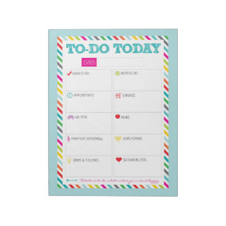 Heute - Aqua Bright Stripe Notepad Notizblock