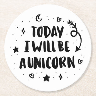 Heute bin ich ein Einhorn Runder Pappuntersetzer