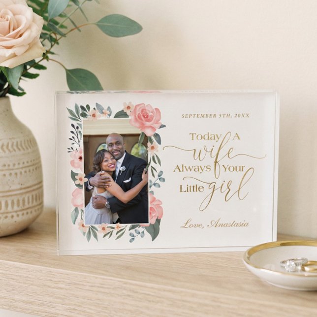 Heute eine Ehefrau, immer Ihr kleines Mädchen Rose Fotoblock (Father Daughter Wedding Gift Keepsake Photo Block)