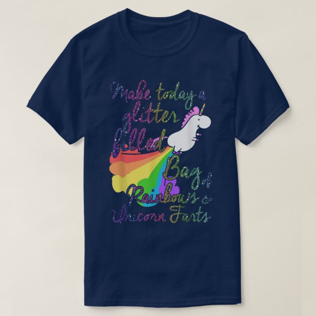 Heute Glitzer gefüllt Tasche mit Regenbogen und Un T-Shirt (Design vorne)