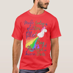 Heute Glitzer gefüllt Tasche mit Regenbogen und Un T-Shirt