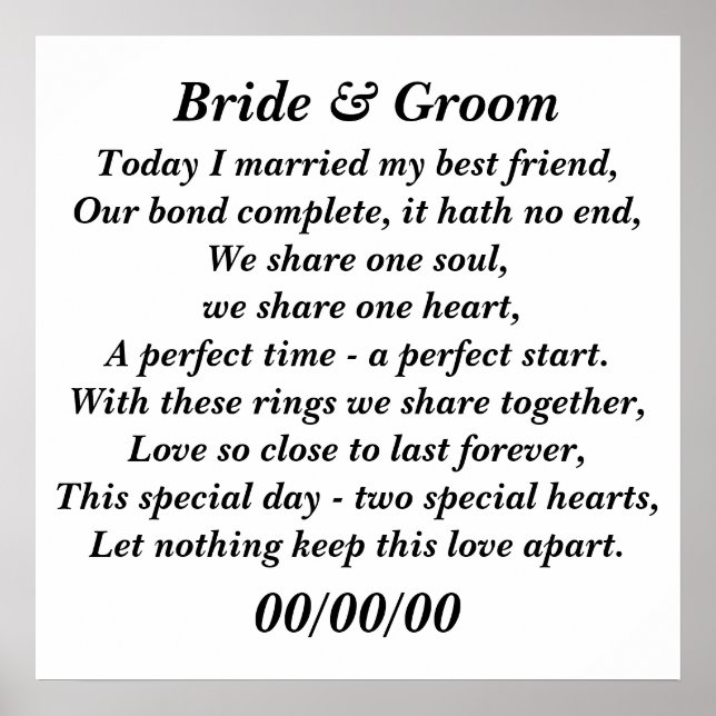 Heute habe ich meine beste Freundin verheiratet, u Poster (Vorne)